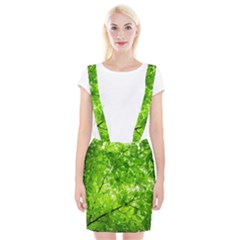 Green Wood The Leaves Twig Leaf Texture Braces Suspender Skirt by Nexatart