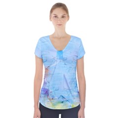 Background Art Abstract Watercolor Short Sleeve Front Detail Top by Nexatart