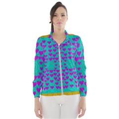 Raining Love And Hearts In The  Wonderful Sky Wind Breaker (women) by pepitasart