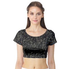 Abstract Collage Patchwork Pattern Short Sleeve Crop Top by dflcprints