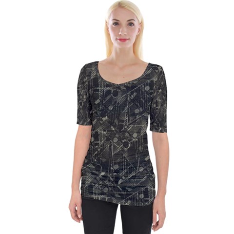 Abstract Collage Patchwork Pattern Wide Neckline Tee by dflcprints