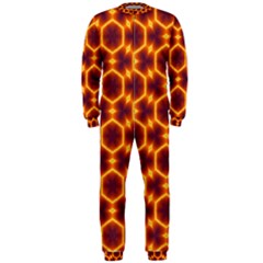 Black And Orange Diamond Pattern Onepiece Jumpsuit (men) 