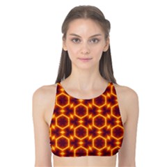 Black And Orange Diamond Pattern Tank Bikini Top