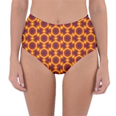 Black And Orange Diamond Pattern Reversible High-waist Bikini Bottoms by Fractalsandkaleidoscopes