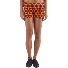 Black And Orange Diamond Pattern Yoga Shorts by Fractalsandkaleidoscopes