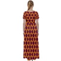 Black and Orange Diamond Pattern High Waist Short Sleeve Maxi Dress View2