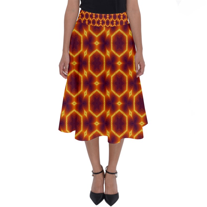 Black and Orange Diamond Pattern Perfect Length Midi Skirt