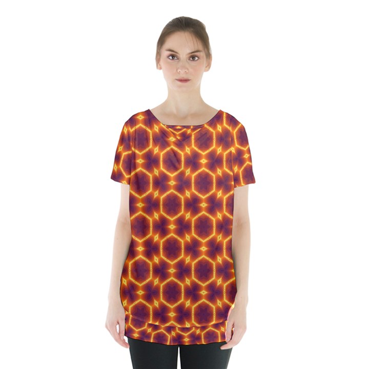 Black and Orange Diamond Pattern Skirt Hem Sports Top