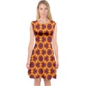 Black and Orange Diamond Pattern Capsleeve Midi Dress View1