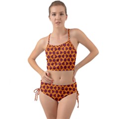 Black And Orange Diamond Pattern Mini Tank Bikini Set