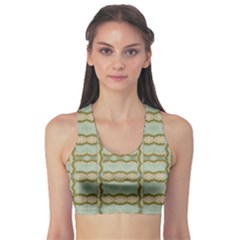 Celtic Wood Knots In Decorative Gold Sports Bra by pepitasart