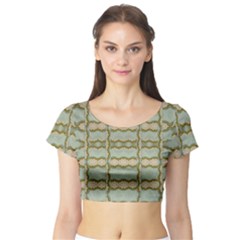 Celtic Wood Knots In Decorative Gold Short Sleeve Crop Top by pepitasart