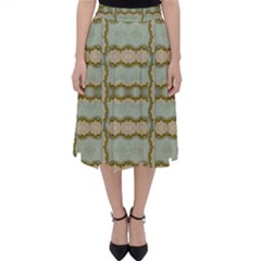 Celtic Wood Knots In Decorative Gold Folding Skater Skirt by pepitasart