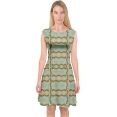 Celtic Wood Knots In Decorative Gold Capsleeve Midi Dress by pepitasart