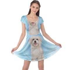 Cute Little Havanese Puppy Cap Sleeve Dress by FantasyWorld7