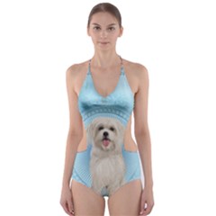 Cute Little Havanese Puppy Cut-out One Piece Swimsuit by FantasyWorld7