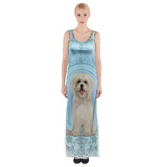 Cute Little Havanese Puppy Maxi Thigh Split Dress by FantasyWorld7