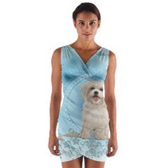 Cute Little Havanese Puppy Wrap Front Bodycon Dress by FantasyWorld7