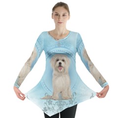 Cute Little Havanese Puppy Long Sleeve Tunic  by FantasyWorld7