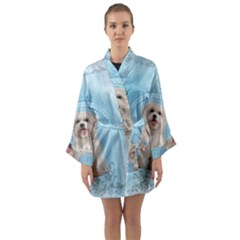 Cute Little Havanese Puppy Long Sleeve Kimono Robe by FantasyWorld7