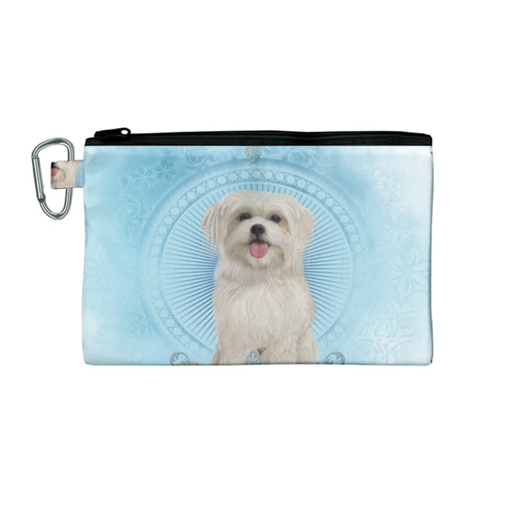 Cute Little Havanese Puppy Canvas Cosmetic Bag (Medium)