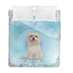 Cute Little Havanese Puppy Duvet Cover Double Side (full/ Double Size) by FantasyWorld7