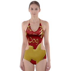 Year Of The Dog - Chinese New Year Cut-out One Piece Swimsuit by Valentinaart