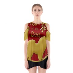 Year Of The Dog - Chinese New Year Shoulder Cutout One Piece by Valentinaart