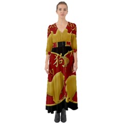 Year Of The Dog - Chinese New Year Button Up Boho Maxi Dress