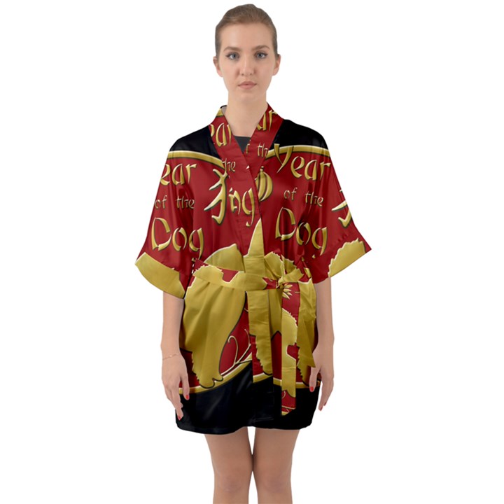 Year of the Dog - Chinese New Year Quarter Sleeve Kimono Robe