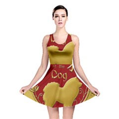 Year Of The Dog - Chinese New Year Reversible Skater Dress by Valentinaart