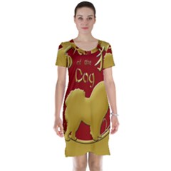 Year Of The Dog - Chinese New Year Short Sleeve Nightdress by Valentinaart