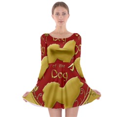 Year Of The Dog - Chinese New Year Long Sleeve Skater Dress by Valentinaart