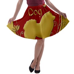 Year Of The Dog - Chinese New Year A-line Skater Skirt by Valentinaart