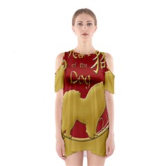 Year Of The Dog - Chinese New Year Shoulder Cutout One Piece by Valentinaart