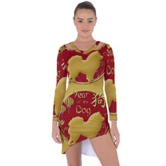 Year Of The Dog - Chinese New Year Asymmetric Cut-out Shift Dress by Valentinaart