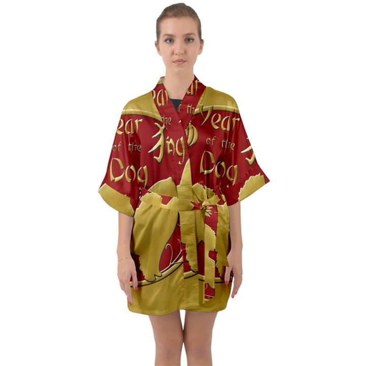 Year of the Dog - Chinese New Year Quarter Sleeve Kimono Robe