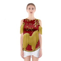 Year Of The Dog - Chinese New Year Shoulder Cutout One Piece by Valentinaart