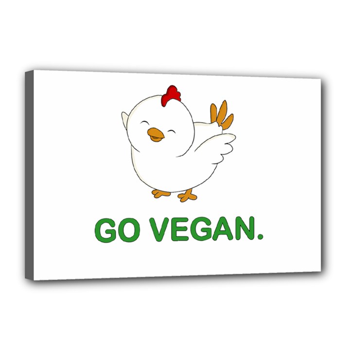 Go Vegan - Cute Chick  Canvas 18  x 12 