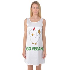 Go Vegan - Cute Chick  Sleeveless Satin Nightdress by Valentinaart