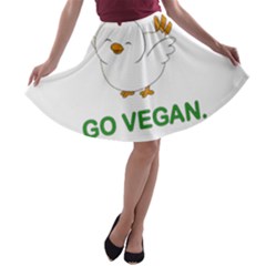 Go Vegan - Cute Chick  A-line Skater Skirt