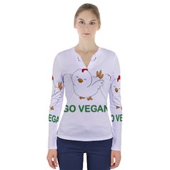 Go Vegan - Cute Chick  V-neck Long Sleeve Top