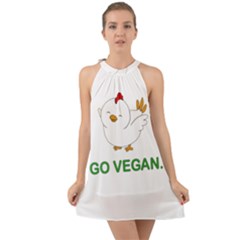 Go Vegan - Cute Chick  Halter Tie Back Chiffon Dress