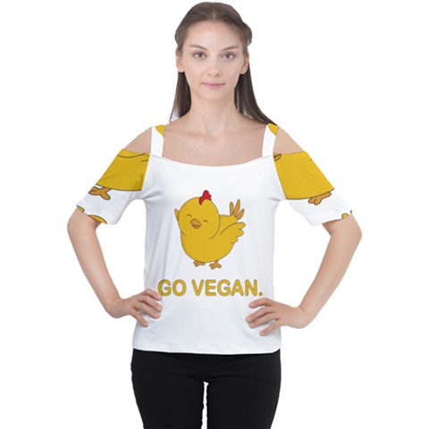 Go Vegan - Cute Chick  Cutout Shoulder Tee by Valentinaart