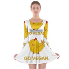 Go Vegan - Cute Chick  Long Sleeve Skater Dress by Valentinaart