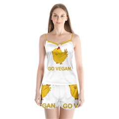 Go Vegan - Cute Chick  Satin Pajamas Set by Valentinaart