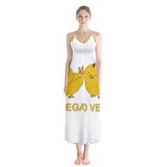 Go Vegan - Cute Chick  Button Up Chiffon Maxi Dress by Valentinaart