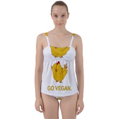 Go Vegan - Cute Chick  Twist Front Tankini Set by Valentinaart