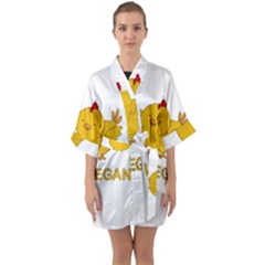 Go Vegan - Cute Chick  Quarter Sleeve Kimono Robe