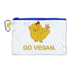 Go Vegan - Cute Chick  Canvas Cosmetic Bag (large) by Valentinaart